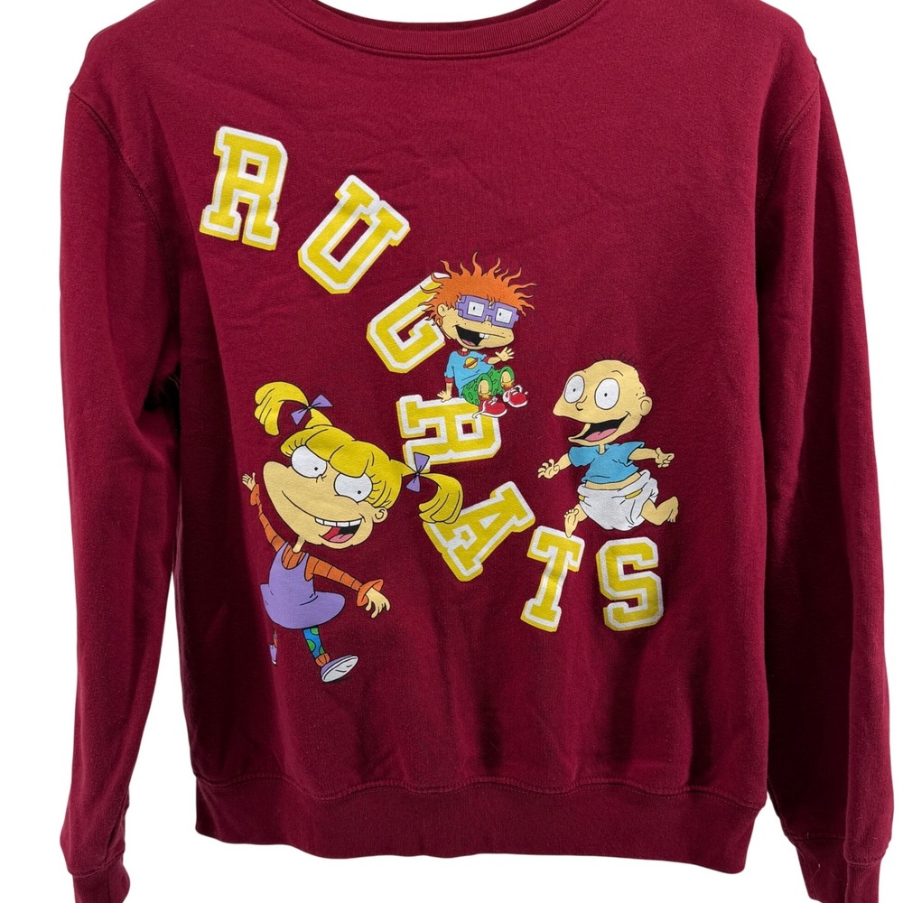 Love Tribe Rugrats Graphic Sweatshirt Burgundy Crew Neck Long Sleeve Women's L
